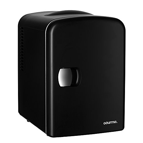 Gourmia GMF600 Thermoelectric Mini Fridge Cooler and Warmer - 4 Liter/6 Can - For Home,Office, Car, Dorm or Boat - Compact & Portable - AC & DC Power Cords - Black