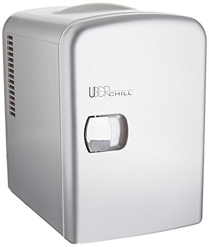 Uber Appliance Mini Fridge for Beauty, Skin Care, Makeup, Cosmetics Storage-6 can Capacity Portable Refrigerator Cooler and Warmer-Thermoelectric Technology-for Bedroom, Office, Dorm or car