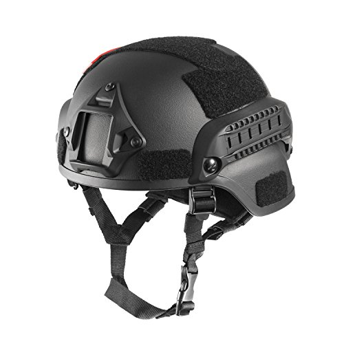 OneTigris MICH 2000 Style ACH Tactical Helmet with NVG Mount and Side Rail (Black)